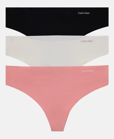Calvin Klein Women's Invisibles 3-Pack Thong Underwear QD3558