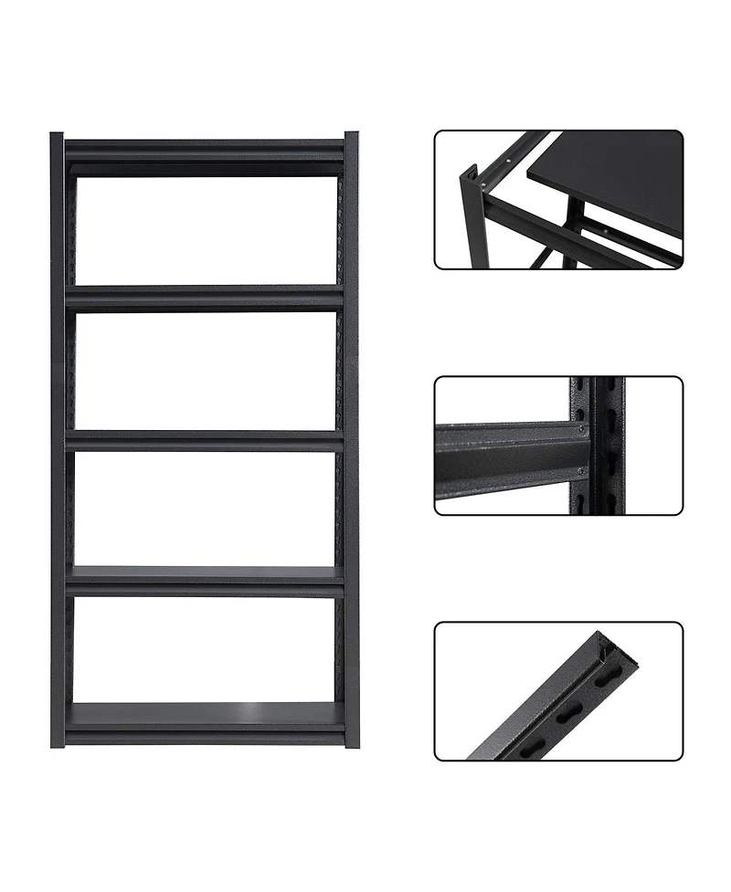 63"H 5 Tier Metal Shelves for Storage Garage Shelving 2000LBS Heavy Duty Storage Shelves Adjustable Garage Shelf Industrial Shelving Unit Storage Util