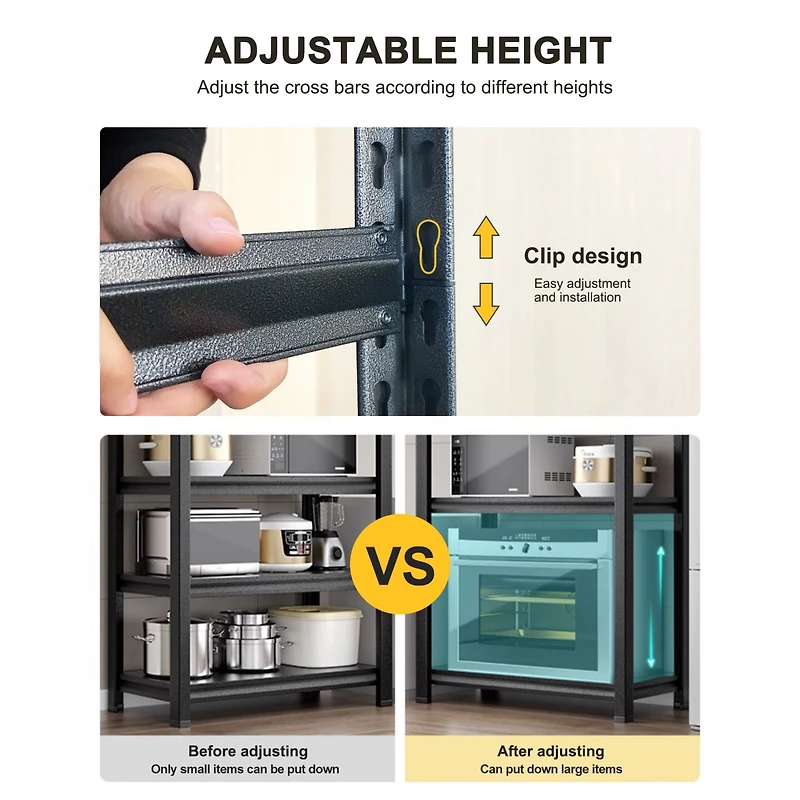 Storage Shelves 5 Tier Heavy Duty Metal Shelving Unit Adjustable Shelving Units and Storage Rack Kitchen Garage Shelf H72 W47.2 D23.6