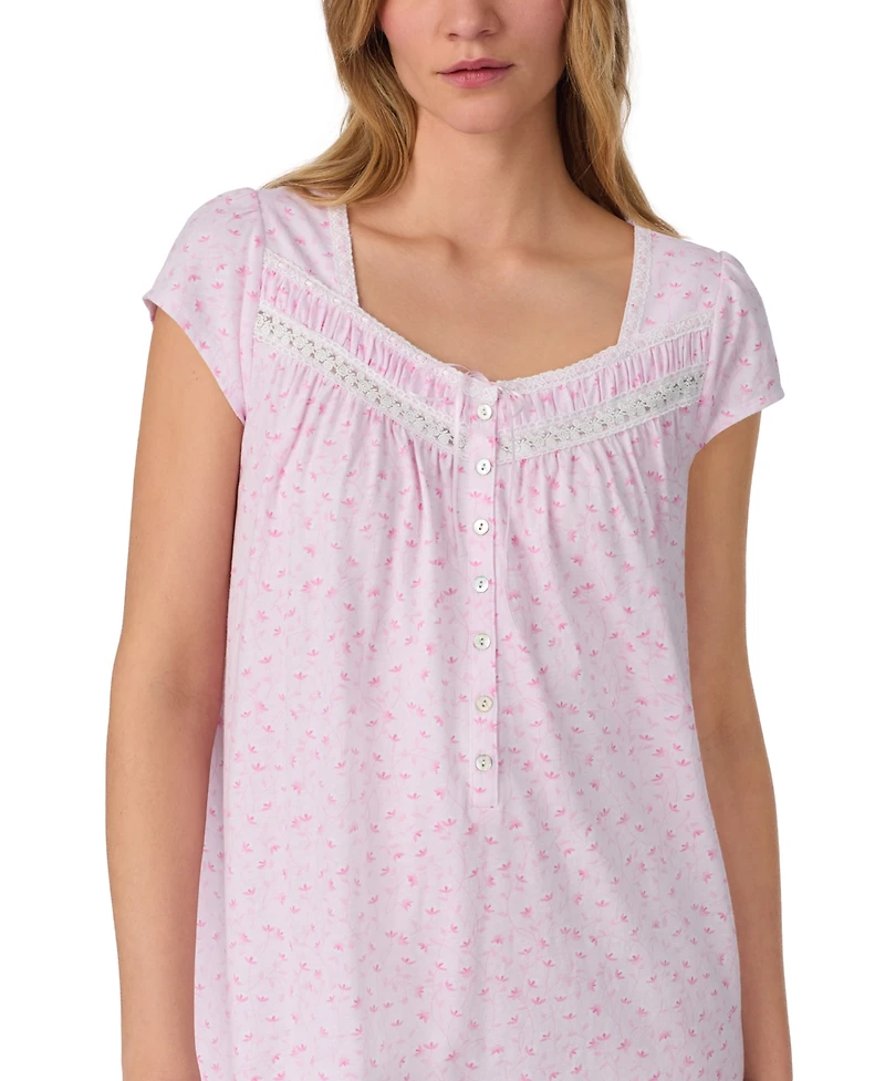 Eileen West Women's Cotton Cap-Sleeve Long Nightgown
