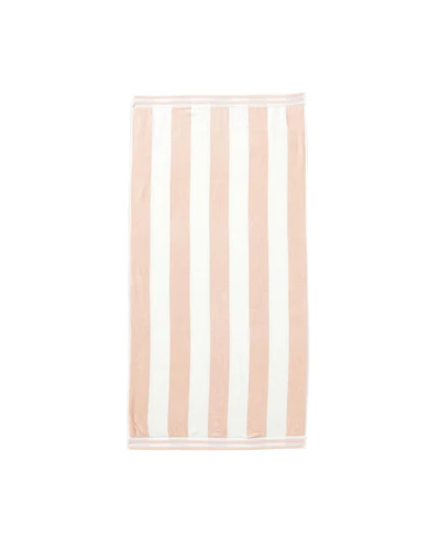 Linery & Co. 100% Cotton Velour Cabana Stripe Oversized Beach Towel, 35" x 70"