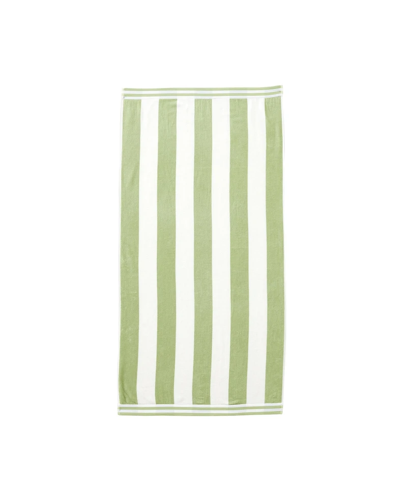Linery & Co. 100% Cotton Velour Cabana Stripe Oversized Beach Towel, 35" x 70"
