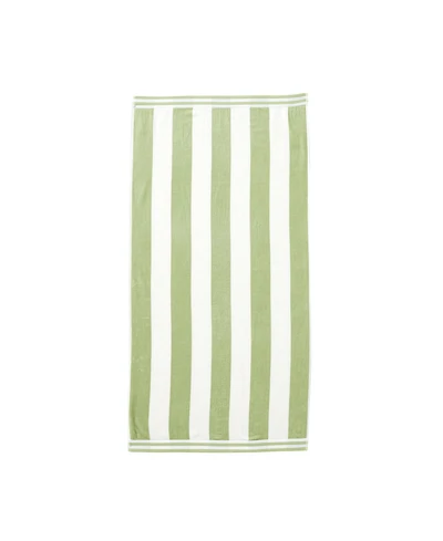 Linery & Co. 100% Cotton Velour Cabana Stripe Oversized Beach Towel, 35" x 70"