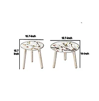 Set of 2 Side Tables with Floral Cherry Blossom Design for Elegant Home Decor