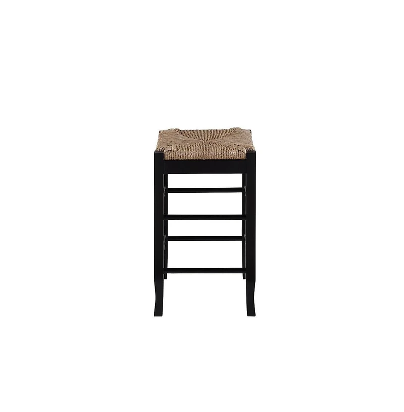 Counter Stool with Frame and Handwoven Rush Seat for Rustic and Comfortable Seating