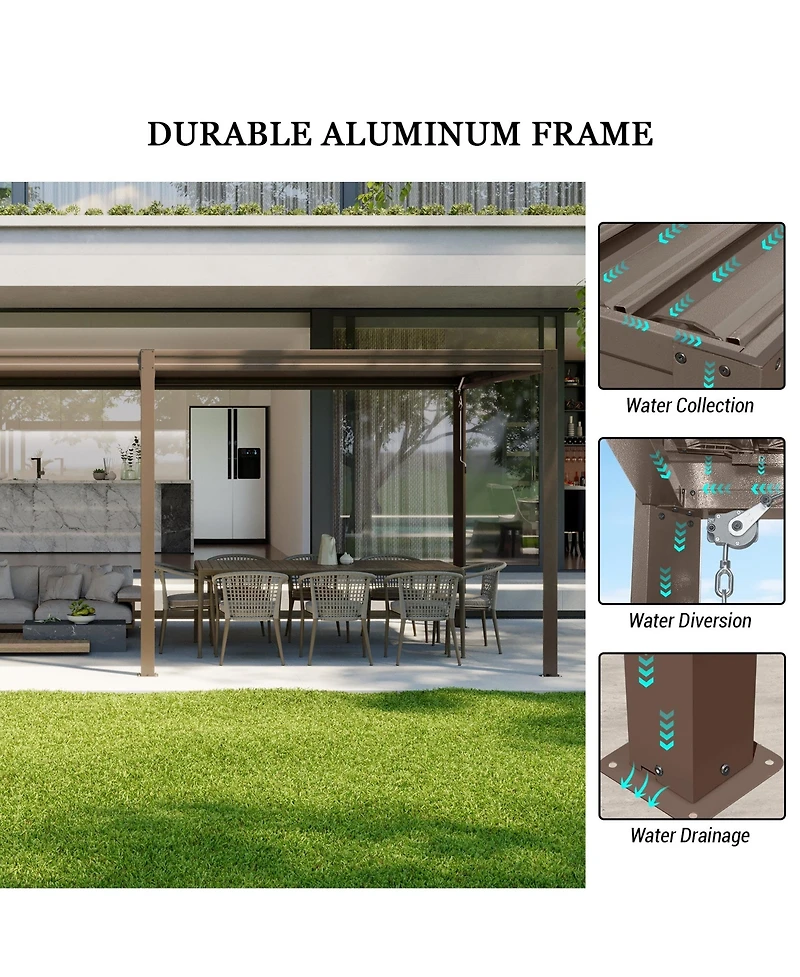 Mondawe 10x20FT Outdoor Aluminum Pergola Louvered