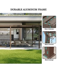 Mondawe 10x20FT Outdoor Aluminum Pergola Louvered