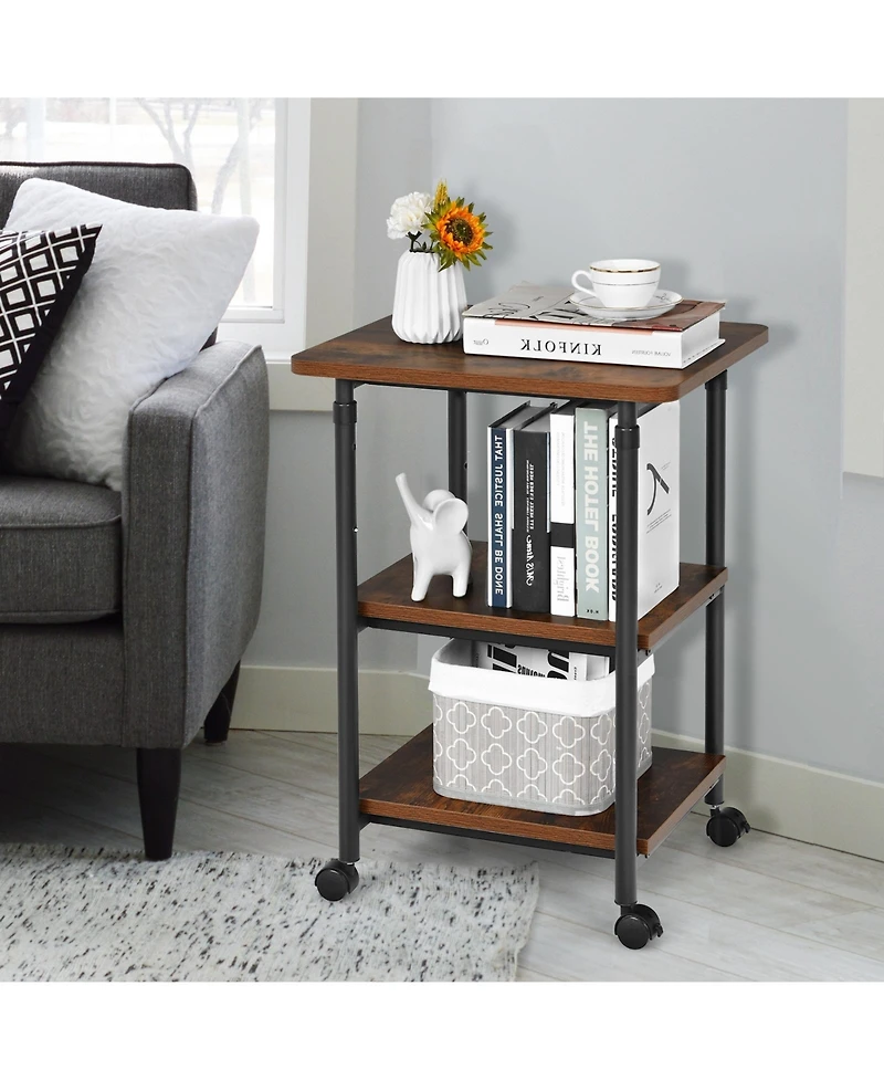 3-tier Adjustable Printer Stand with 360° Swivel Casters