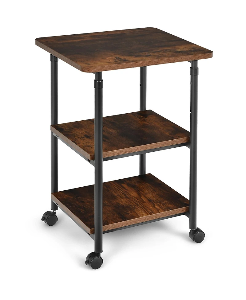 3-tier Adjustable Printer Stand with 360° Swivel Casters
