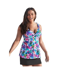 Swimsuits for All Women's Longer Length Twist Front Tankini Top
