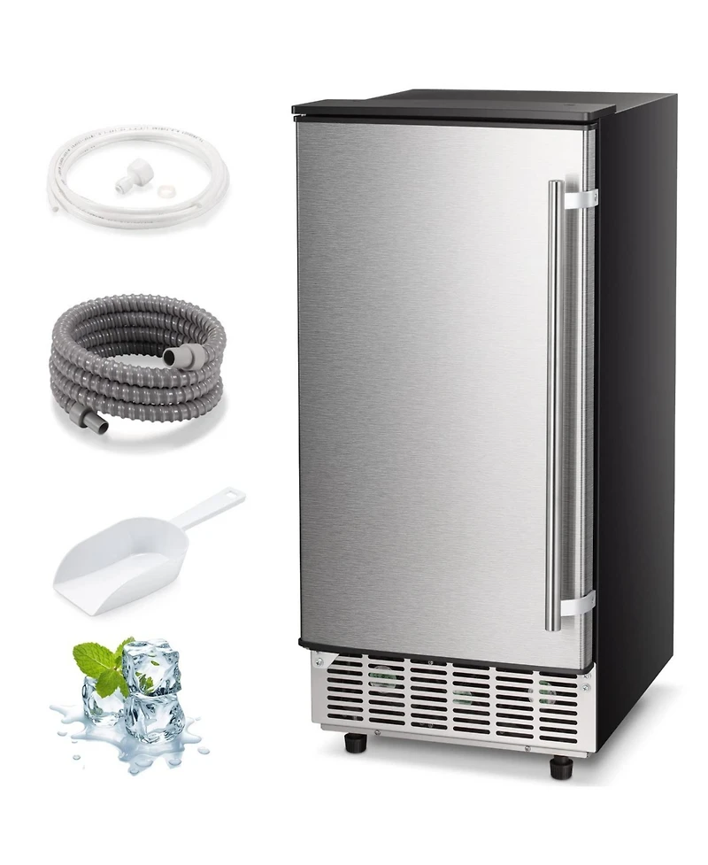 Cowsar,80Lbs Commercial Ice Maker, Stainless Steel, Undercounter/Freestanding, Clear Cube