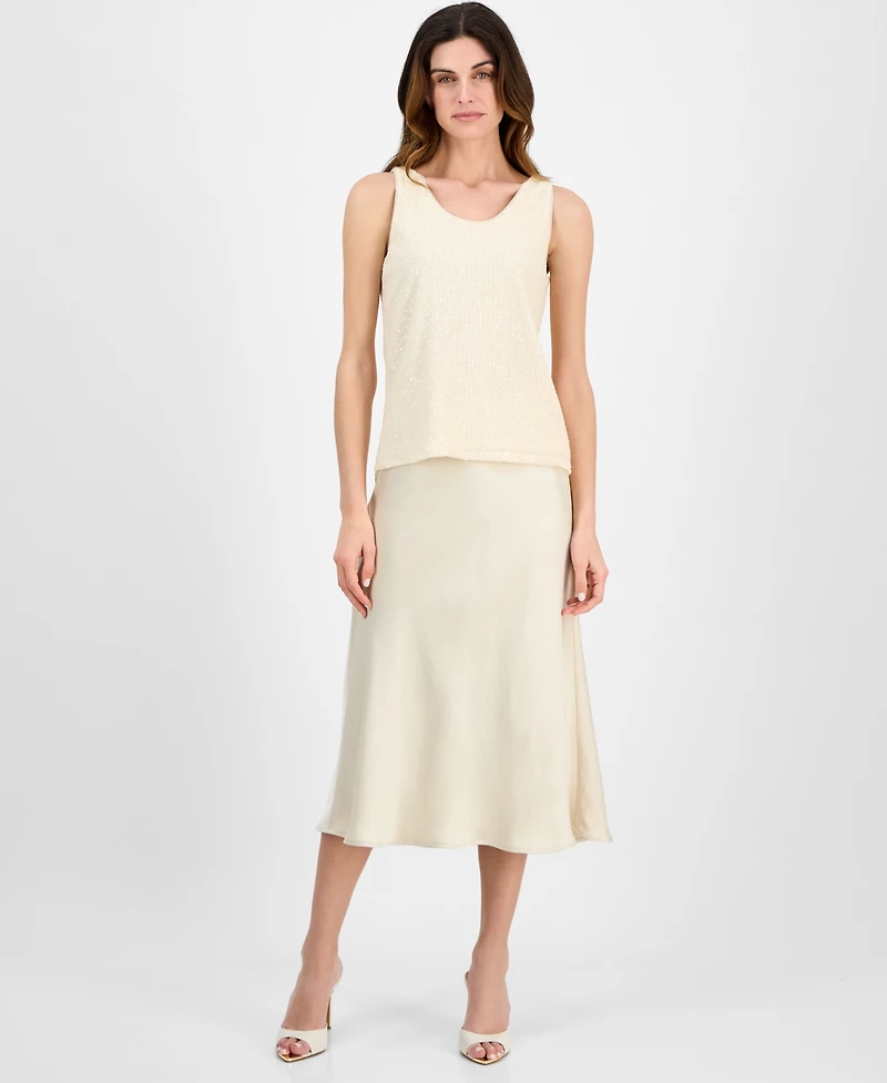 Anne Klein Women's Sequin Double-Scoop Sleeveless Tank