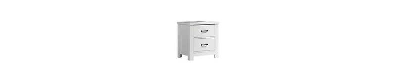 Nightstand with 2 Drawers and Black Handles for Bedroom Storage