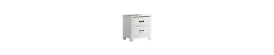 Nightstand with 2 Drawers and Black Handles for Bedroom Storage