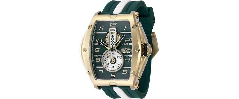 Invicta Men's 47387 Invicta Racing Quartz Multifunction White, Silver, Gold, Green Dial Watch