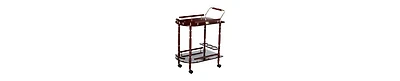 Wooden and Metal 2-Tier Rolling Serving Cart for Home Entertaining