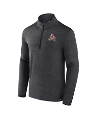 Fanatics Men's Heather Charcoal Arizona Coyotes Authentic Pro Quarter-Zip Pullover Top