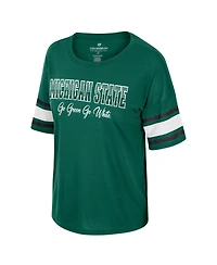 Colosseum Women's Green Michigan State Spartans I'm Gliding Here Rhinestone T-Shirt