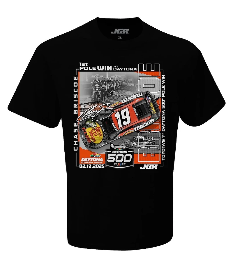 Checkered Flag Sports Men's Black Chase Briscoe 2025 Daytona 500 Pole Winner T-Shirt