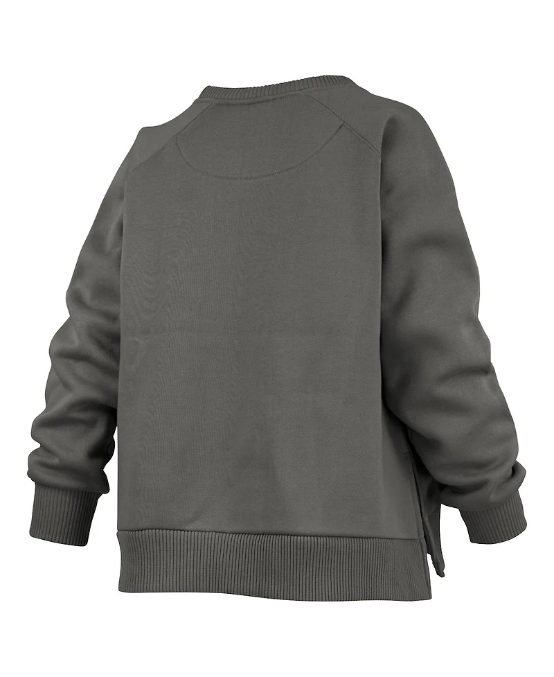 Pressbox Women's Charcoal Nebraska Huskers Pocketed Raglan Pullover Sweatshirt