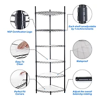 6 Tier Adjustable Metal Heavy Duty Free Standing Corner Storage Display Chrome Rack