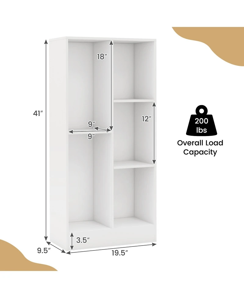 41 Inches 5-Cube Floor Bookcase with 2 Anti-Tipping Kits