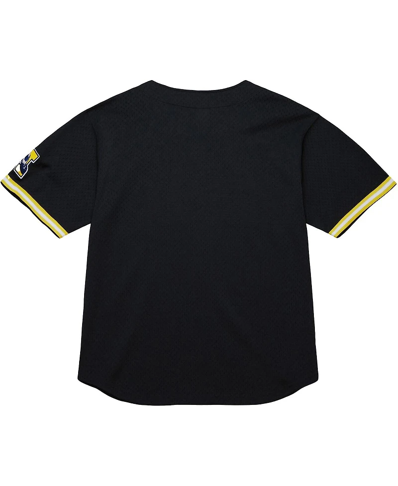 Mitchell & Ness Men's Black Michigan Wolverines On The Clock Full-Button Fashion Jersey