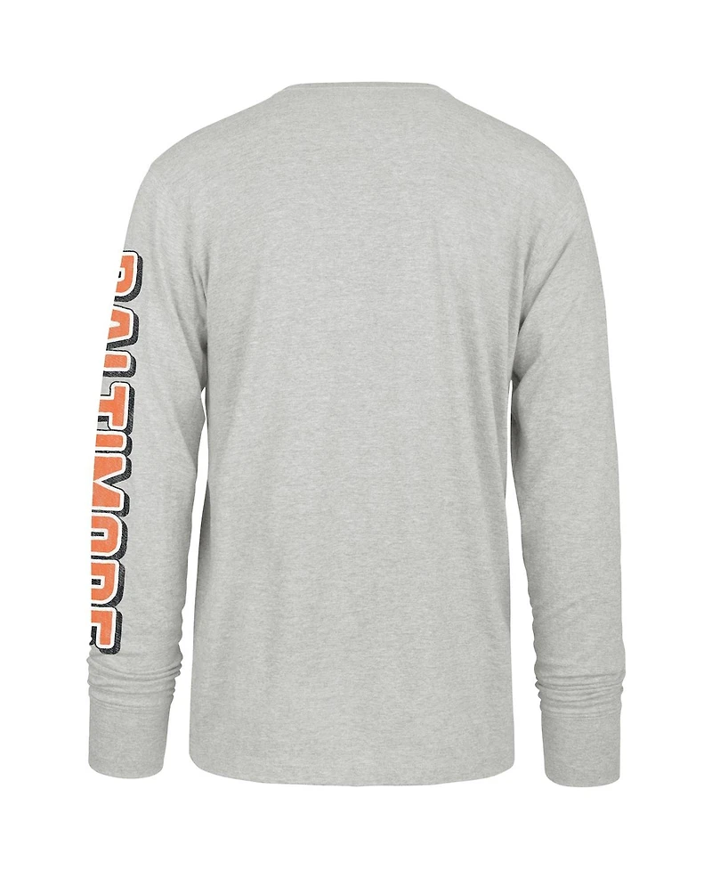 '47 Brand Men's Gray Baltimore Orioles Fair Ball Franklin Long Sleeve T-Shirt