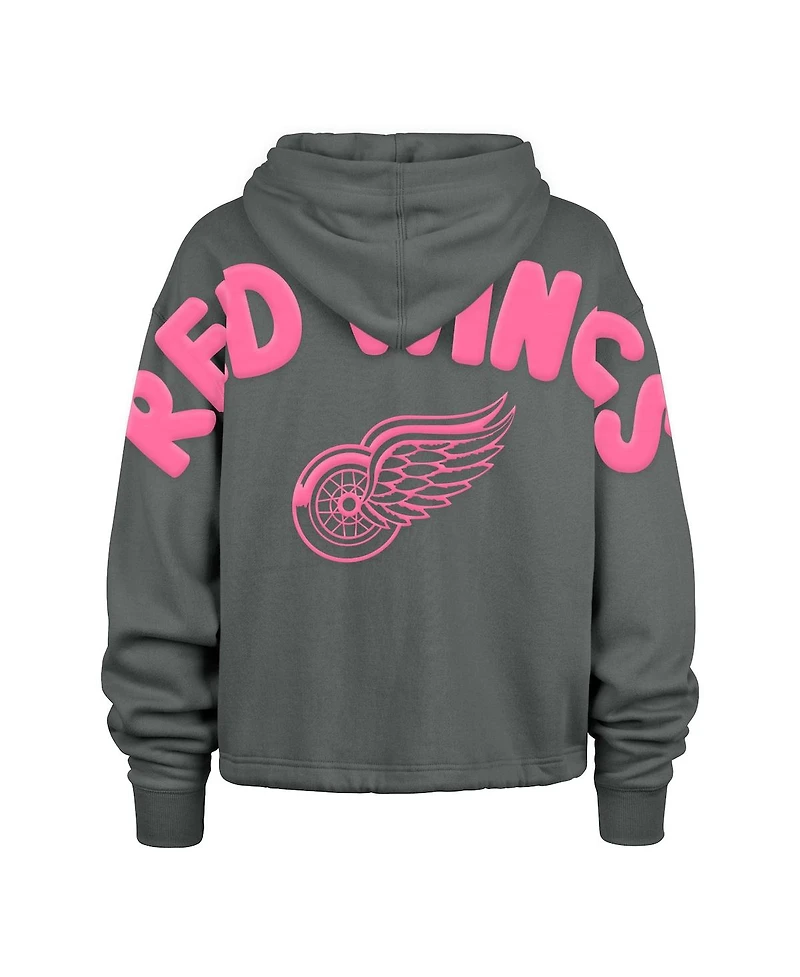 '47 Brand Women's Gray Detroit Red Wings Bright Side Venice Cropped Pullover Hoodie