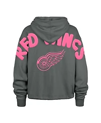 '47 Brand Women's Gray Detroit Red Wings Bright Side Venice Cropped Pullover Hoodie