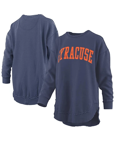 Pressbox Women's Navy Syracuse Orange Melange Poncho Vintage Fleece Long Sleeve Pullover Sweatshirt
