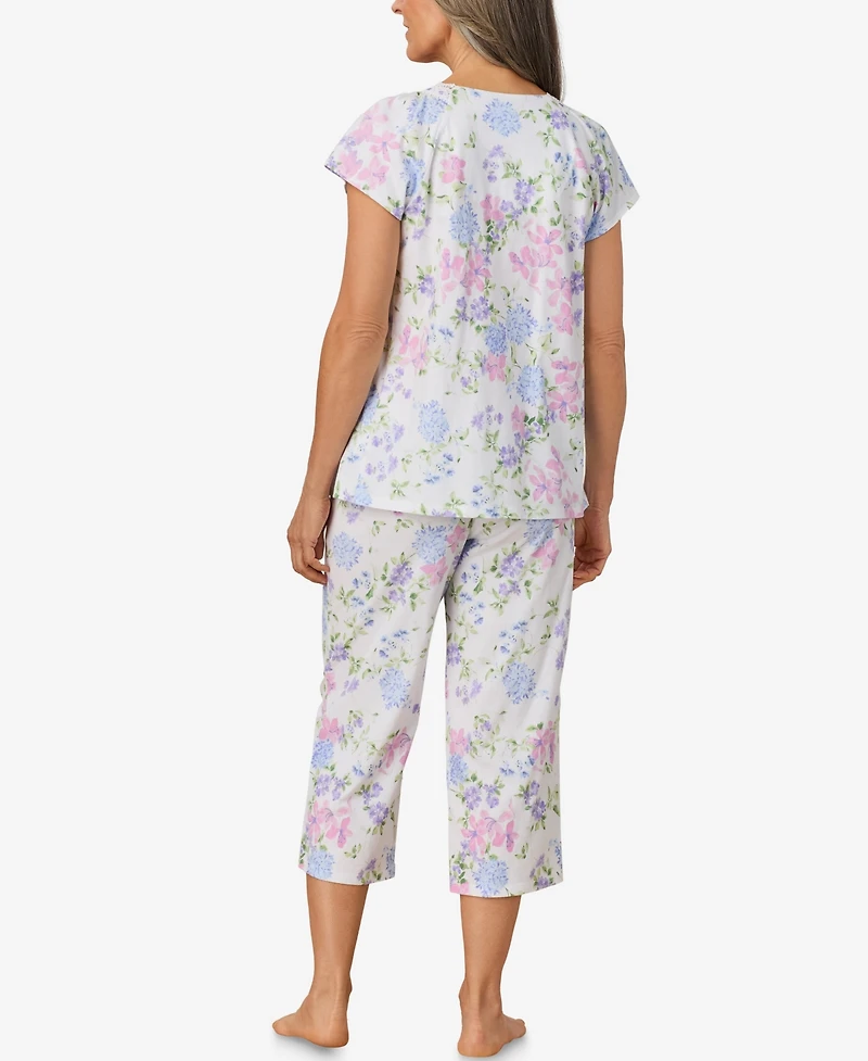 Aria Women's Cap Sleeve Floral Capri Pajama Sets
