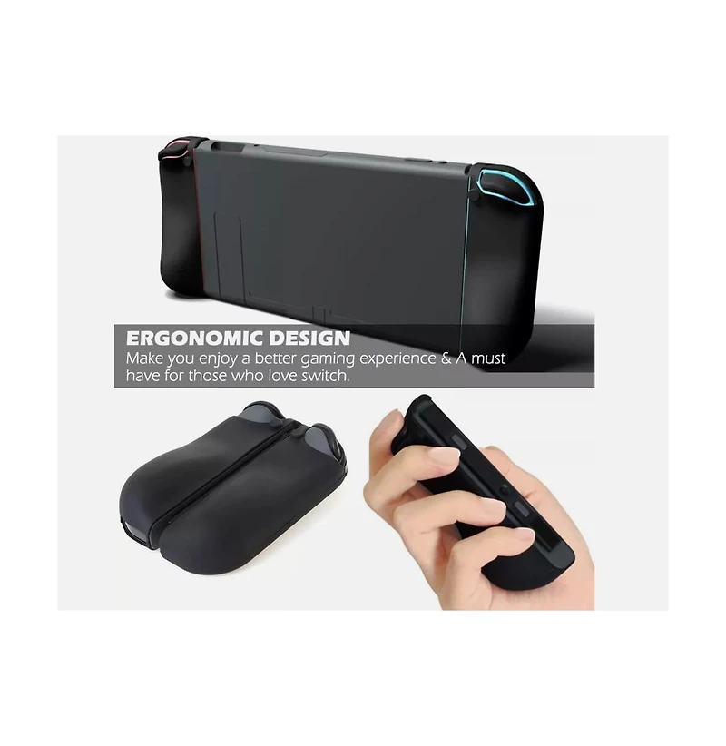 Black Silicone Case For Nintendo Switch Oled Joy-con Skin Protective Soft Cover Skin