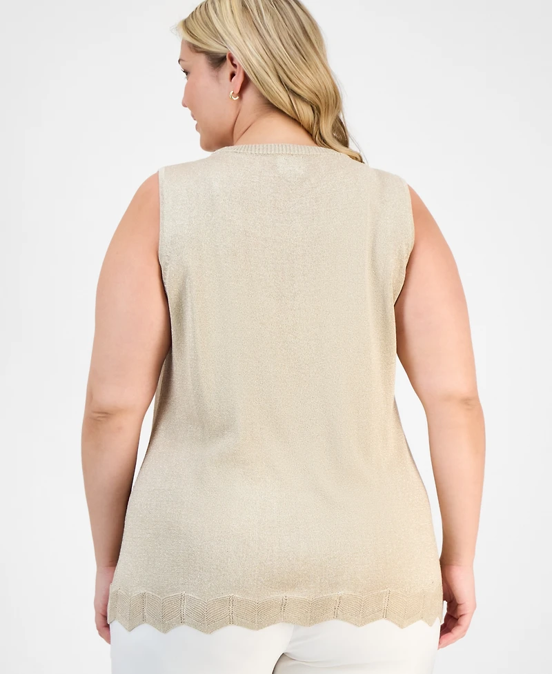 Jm Collection Plus Metallic Shine Sweater Tank Exclusively at Macy's