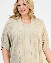 Jm Collection Plus Metallic Shine Cardigan Sweater, Exclusively at Macy's