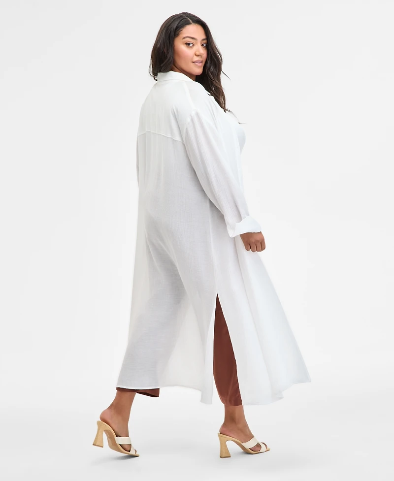 Bar Iii Trendy Plus Oversized Tunic Shirt, Exclusively at Macy's