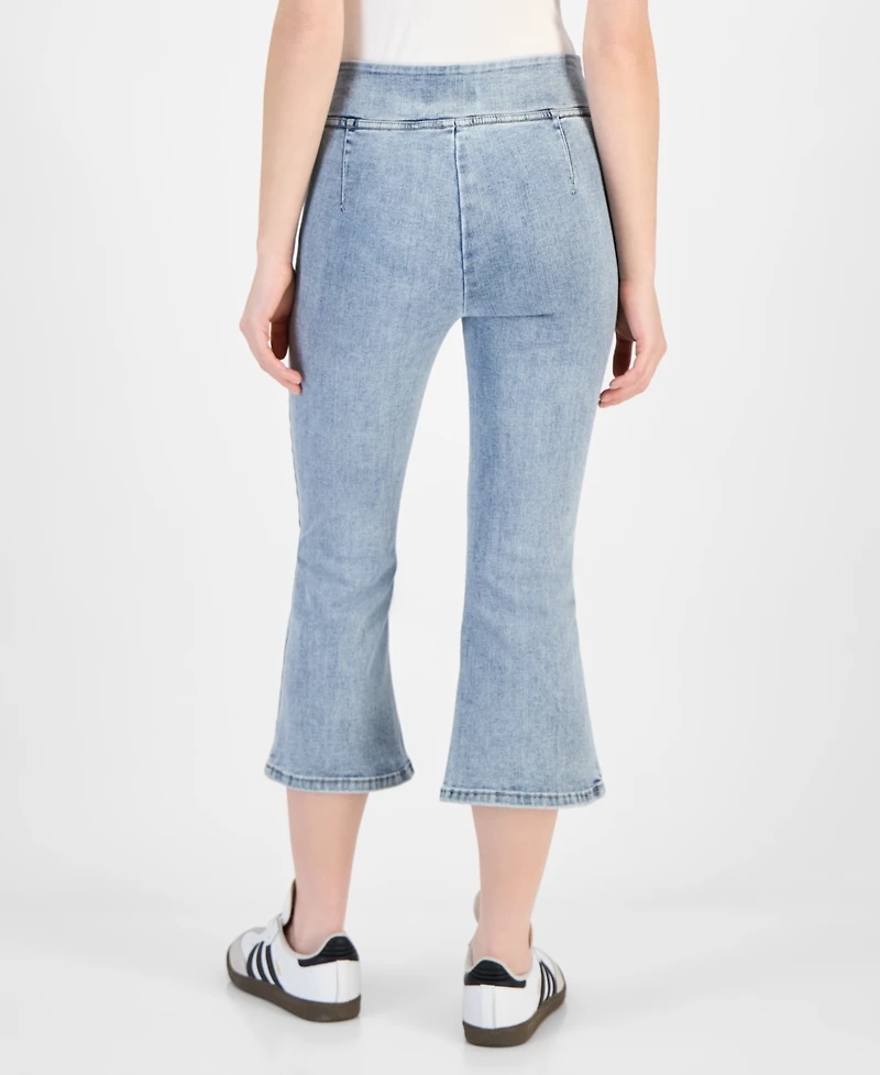 Dkny Jeans Petite High-Rise Cropped Flared-Leg Pull-On