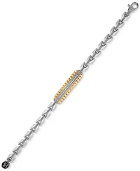 Esquire Men's Jewelry Diamond Id Bracelet (1/5 ct. t.w.) in Stainless Steel & Gold-Tone Ion-Plated Stainless Steel