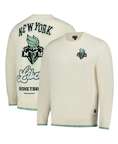 The Wild Collective Men's and Women's Cream New York Liberty Jacquard Pullover Sweater