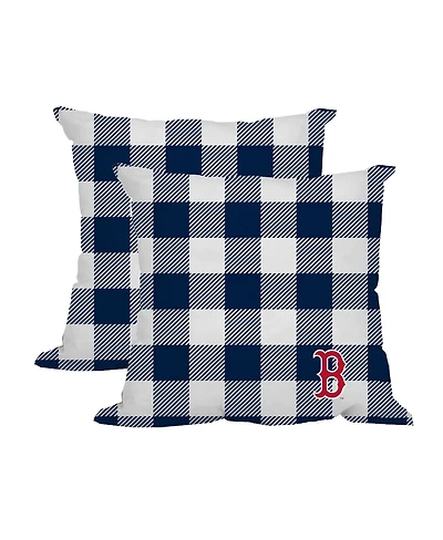 Logo Brands Boston Red Sox 2-Pack Buffalo Check Plaid Outdoor Pillow Set