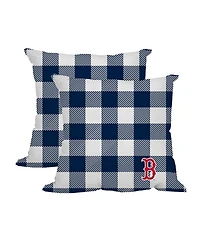 Logo Brands Boston Red Sox 2-Pack Buffalo Check Plaid Outdoor Pillow Set