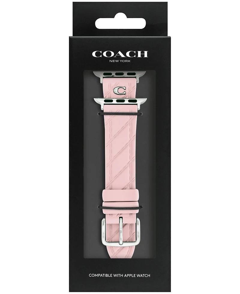 Coach Women's Quilted Pink Silicone Apple Watch Strap 38mm, 40mm, 41mm