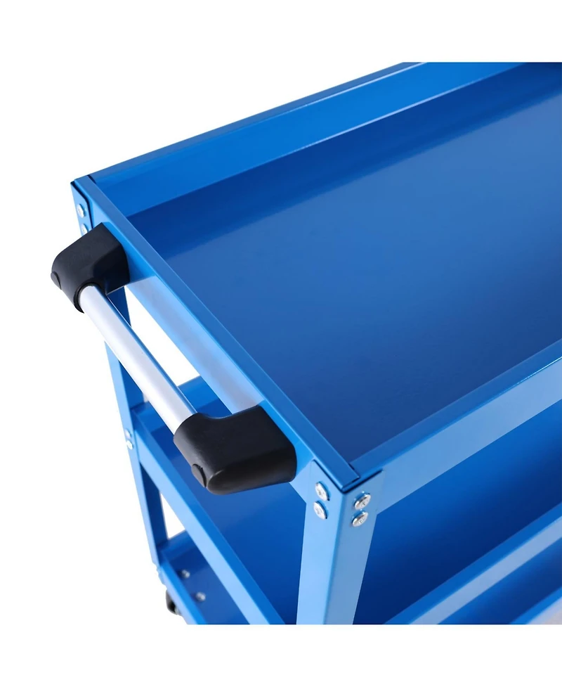Tool Cart on Wheels, 3 Tier Rolling Mechanic Tool Cart, Heavy Duty Steel Utility Cart w/Lockable Wheels, 450 Lbs Capacity Industrial Service Cart for