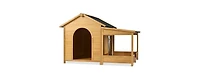 Dog House Outdoor & Indoor Wooden Dog Kennel for Winter with Raised Feet Weatherproof for Large Dogs(Gold red and black)44.5"26.4"27.8"(M)