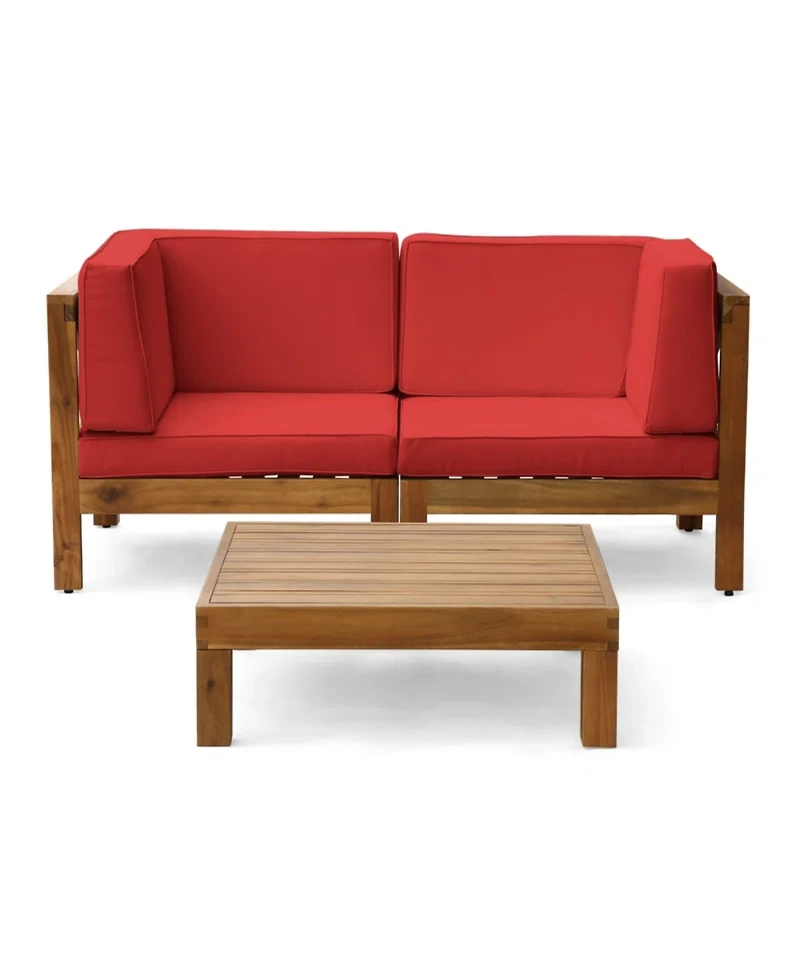 Streamdale Acacia Wood Outdoor Loveseat Set with Coffee Table