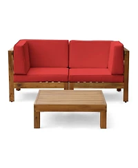 Streamdale Acacia Wood Outdoor Loveseat Set with Coffee Table