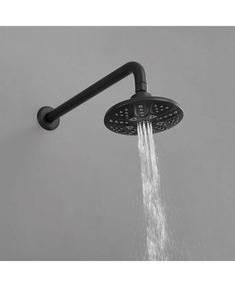 Single-Handle 1-Spray Round Rain Shower Faucet Combo Set with Dual Function Pressure Balance Valve in Matte Black