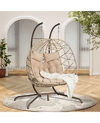 Streamdale Double Egg Chair, Indoor/Outdoor Wicker Swing, Uv Cushions, 600 lbs