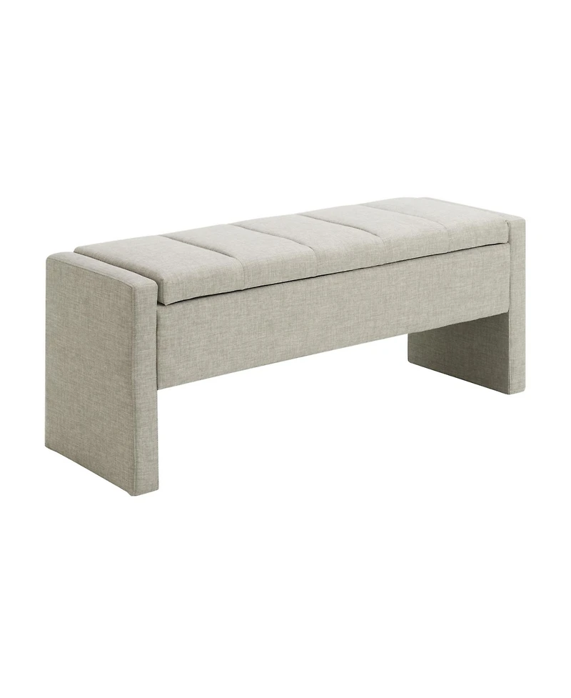 Streamdale Upholstered End Bench with Storage, Vanity Stool, Light Grey Linen