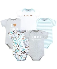Hudson Baby Baby Unisex Five Piece Set Of Cotton Infant All In One Bodysuits